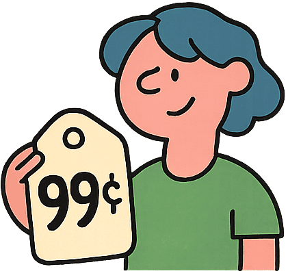 Icon representing simple, low-cost ticketing fees